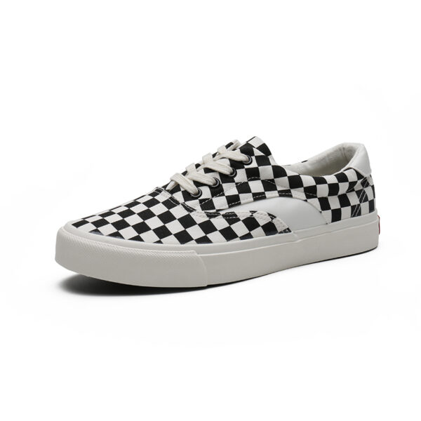 Checkerboard Canvas Sneakers Casual Casual Casual Shoes Chunky Shoes PU Leather Comfortable Walking Shoes-vt38