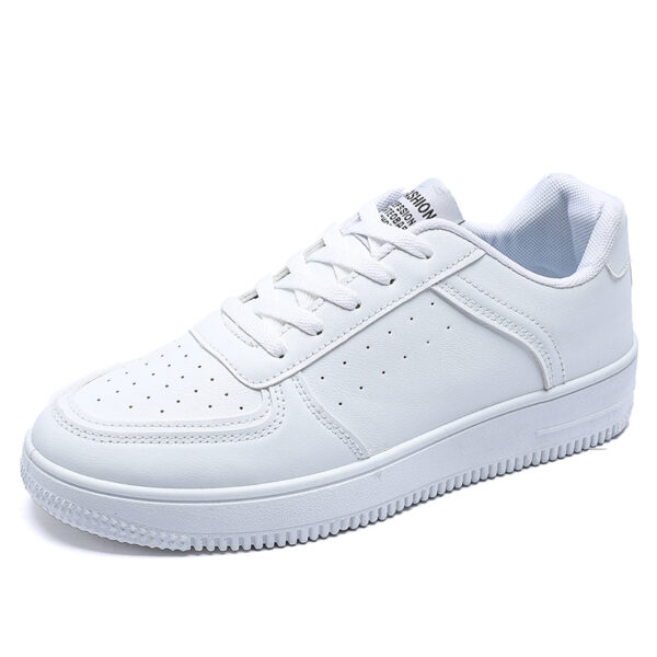 Leather Slip On Shoes Flat White Casual Shoes Lightweight Sneakers Breathable Tennis Sneakers-dc7007