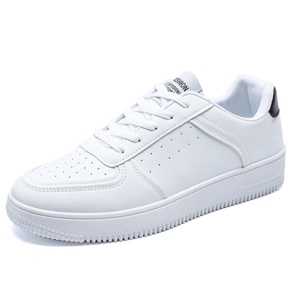 Leather Slip On Shoes Flat White Casual Shoes Lightweight Sneakers Breathable Tennis Sneakers-dc7007